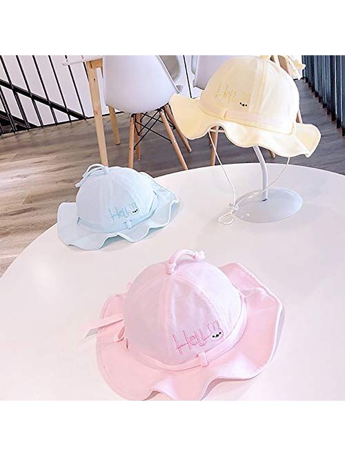 XINGZHE09 Sun hat, 2019 New, Wide-Brimmed hat, Foldable, Baby Cotton Cute Fisherman hat, Baby Sun hat Child hat (Color : Blue)