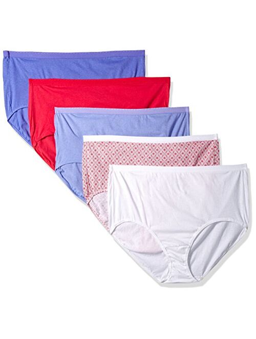 Fruit of the Loom Women's Plus Size Fit for Me 5 Pack Cotton Brief Panties