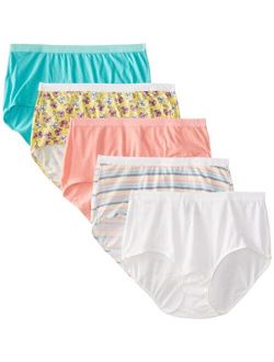 Women's Plus Size "Fit For Me" 5 Pack Assorted Cotton Brief Panties