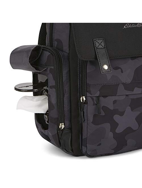 Eddie Bauer Places & Spaces Camouflage Compass Diaper Bag Backpack, Cooler Bottle Pockets and Changing Pad Included, Black and Camo