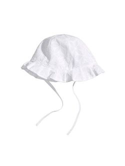 Gai Hua Home Girls white embroidered cotton baby hat cotton fisherman hat newborn hat princess sun hat (Color : White-C)
