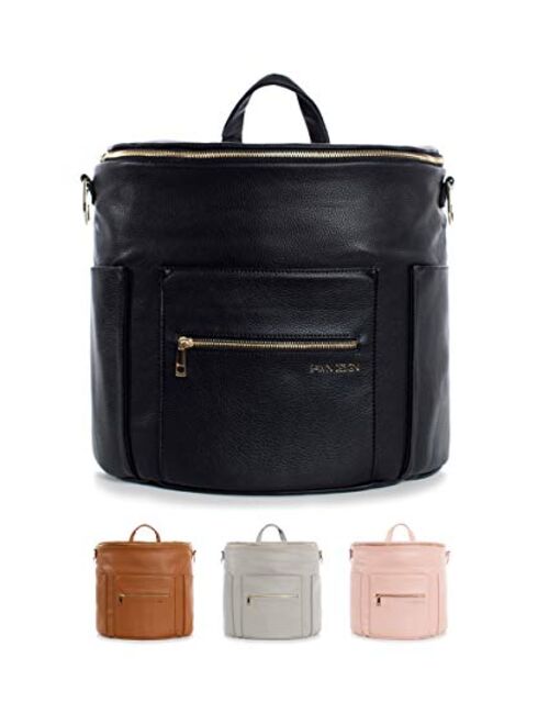 Fawn Design Premium Vegan Leather Diaper Bag and Backpack (Black 2.0)