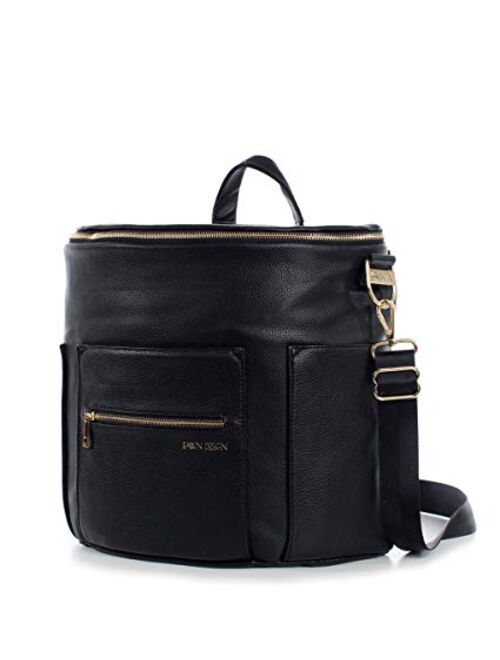 Fawn Design Premium Vegan Leather Diaper Bag and Backpack (Black 2.0)
