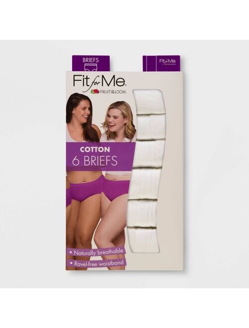 Fit for Me by Fruit of the Loom Women's Plus 6pk Cotton White Briefs