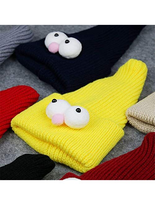 Fashion Winter Warm Lined Cartoon Knitted Hat Infant Toddler Kids Beanie Hat Girls Boys. Styling (Color : Black)