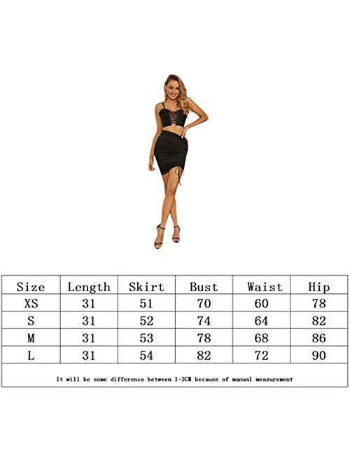 ZZPH Women's Club & Night Out Dresses Ladies Evening Dress Two-Piece Fashion Bandage Banquet High-end Lace Skirt for Women (Color : Black, Size : Small)