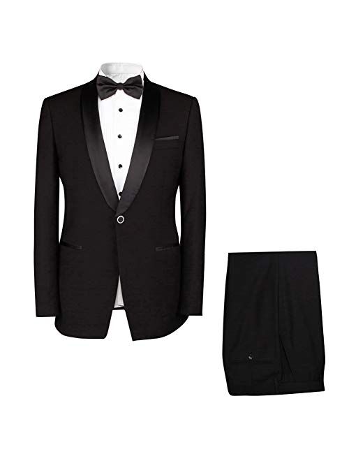 Cloudstyle Men's Shawl Collar 2-Piece Suits Weddings Prom Party Dinner Jacket and Pants