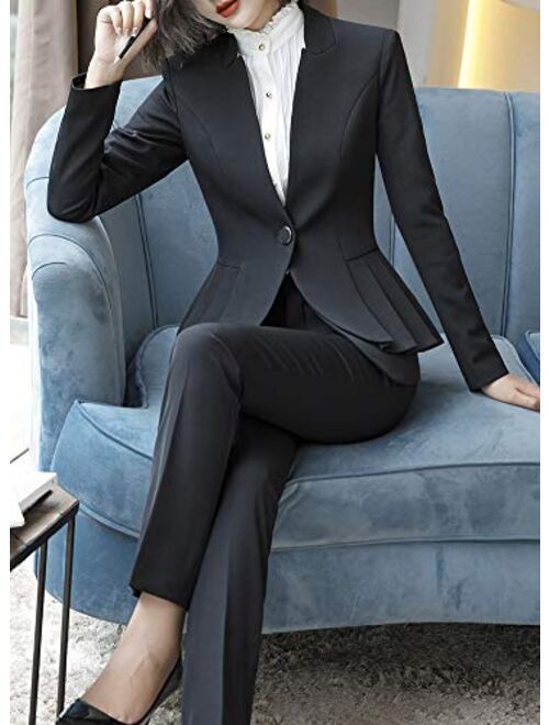 Women’s 2 Pieces Slim Fit Blazer Suit Business Office Lady Blazer Jacket,Pant/Skirt 