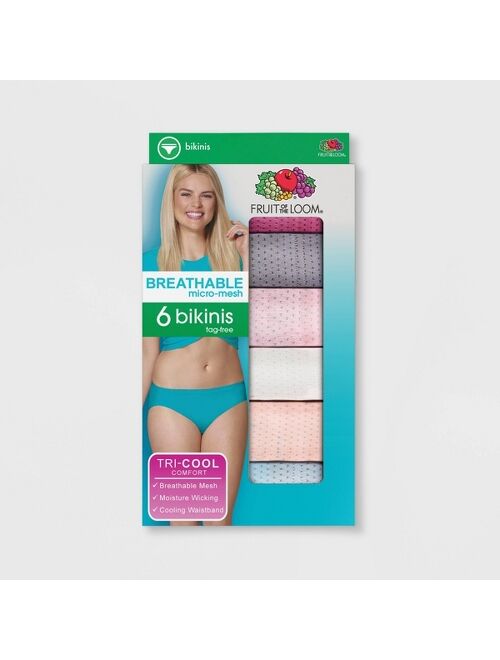 Fruit of the Loom Women's 6pk Breathable Micro-Mesh Bikini Underwear - Assorted
