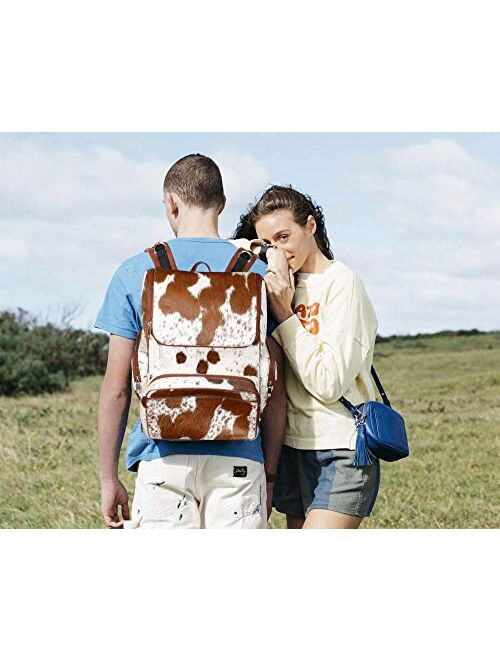 UGFashions Cowhide Diaper Bag Backpack Travel Backpack Brown & White Cowhide Fur Purse Backpack (Backpack + Shaving bag)
