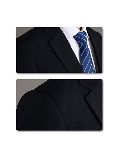Mens Slim Fit Suit Solid Color Formal Business 3 Button 3-Piece Suit Set