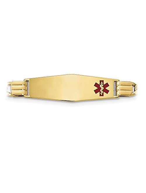 14K Yellow Gold Semi Solid Enamel Medical Alert Enamel Figaro Link ID Bracelet