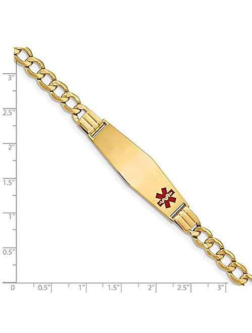 14K Yellow Gold Semi Solid Enamel Medical Alert Enamel Figaro Link ID Bracelet