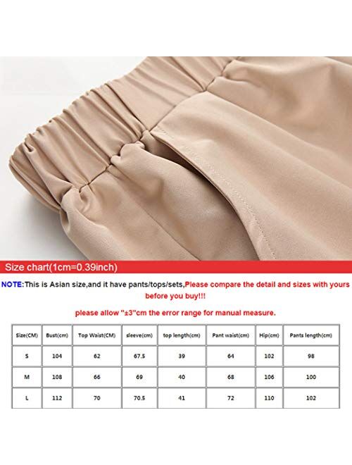 Women Suit Crop Tops Pants Work Suits Two Piece Set Office Lady Casual Buckle Long Sleeves Blazer Jacket and Pant