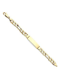 Stamp Figaro Link Baby ID Bracelet 14k Yellow Gold Length - 6'' Yellow Gold Bracelet for Baby