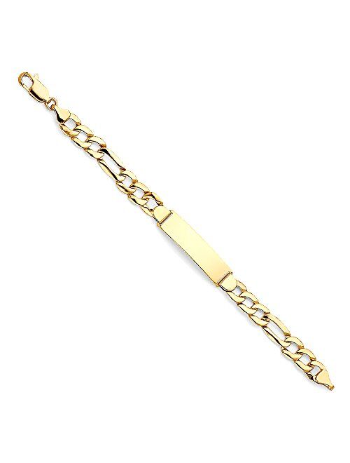 Stamp Figaro Link Baby ID Bracelet 14k Yellow Gold Length - 6'' Yellow Gold Bracelet for Baby