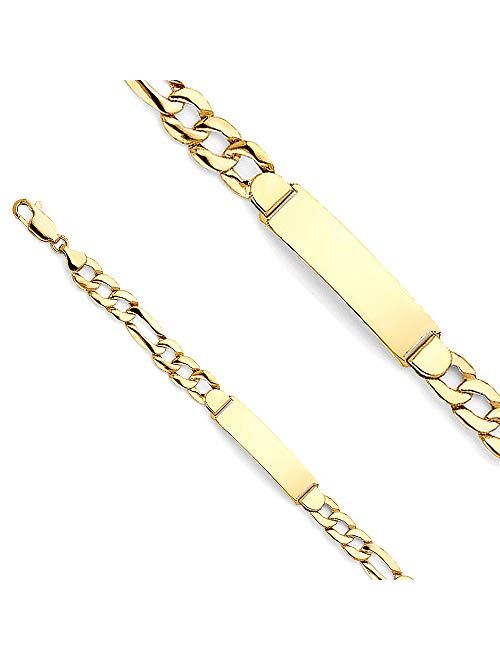 Stamp Figaro Link Baby ID Bracelet 14k Yellow Gold Length - 6'' Yellow Gold Bracelet for Baby