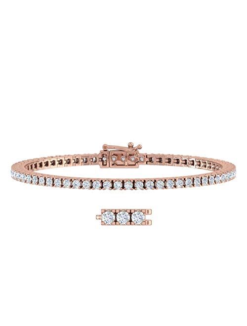 2 3/4 Carat to 3 Carat Diamond Tennis Bracelet in 10K Gold (5.5 Inch to 7.5 Inch)