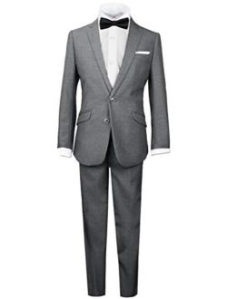 Signature Boys' Slim Tuxedo Suit with Bow Tie