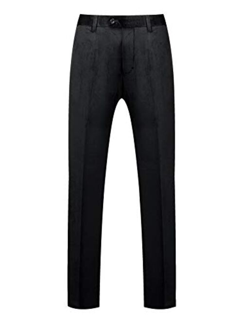 MOGU Mens Slim Fit 2Pc Velvet Suit One Button Notch Lapel Prom Suits