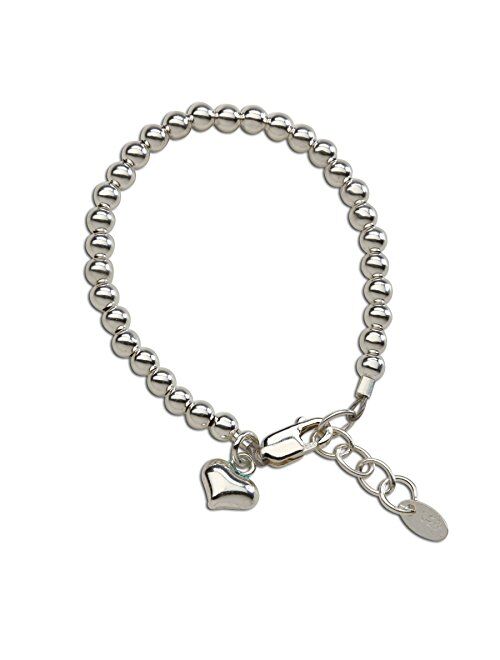 Baby or Children's Sterling Silver Bracelet with Puff Heart Charm for Girls