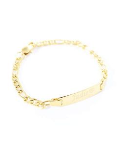 Tina&Co Personalized 14K Gold Plated Baby Name Bracelet Custom Bracelets for Kids Id Protection Bracelet Baptism for Girls