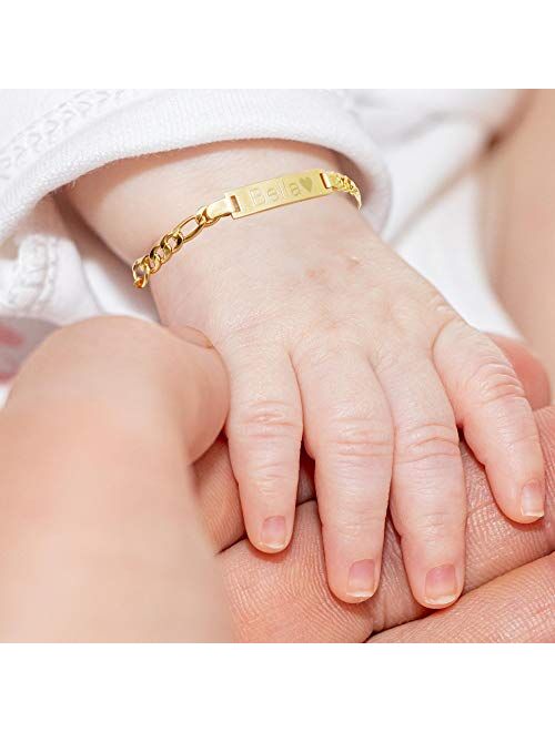 Women Baby Kid ID Name Plate Bracelet Chain Birthday Gift Personalized Engraving