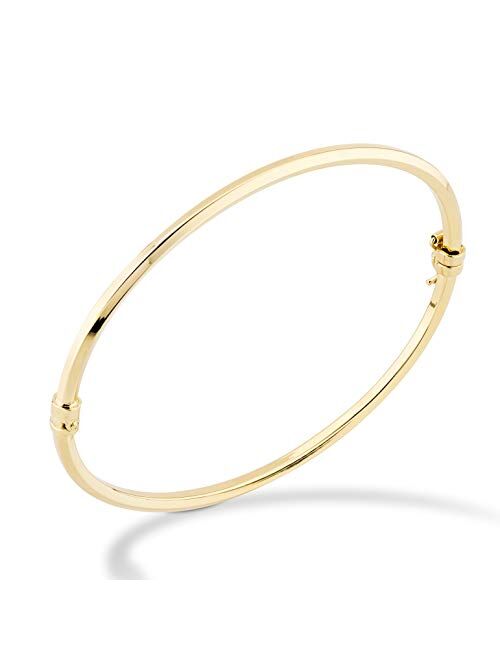 Miabella 18K Gold Over Sterling Silver Italian Oval Hinged Bangle Bracelet for Women Girls, 6.75 to 8 Inch, 925 Made in Italy