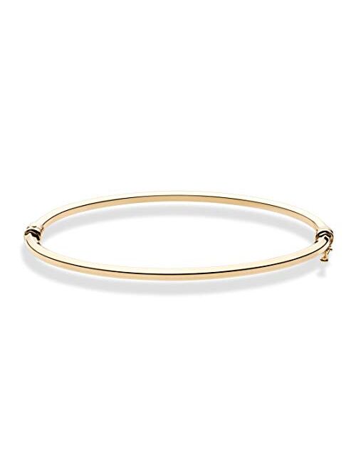 Miabella 18K Gold Over Sterling Silver Italian Oval Hinged Bangle Bracelet for Women Girls, 6.75 to 8 Inch, 925 Made in Italy