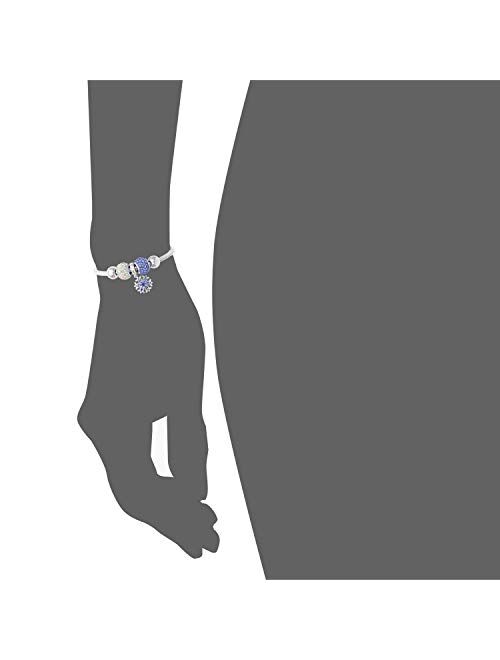 Disney Frozen Snowflake and Crystal Beads Sterling Silver Bundle Bracelet, 7.5”