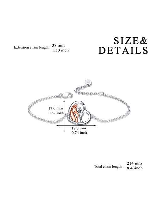 YFN Horse Jewelry Gift 925 Sterling Silver Girls Horse Adjustable Bracelet for Women Girls