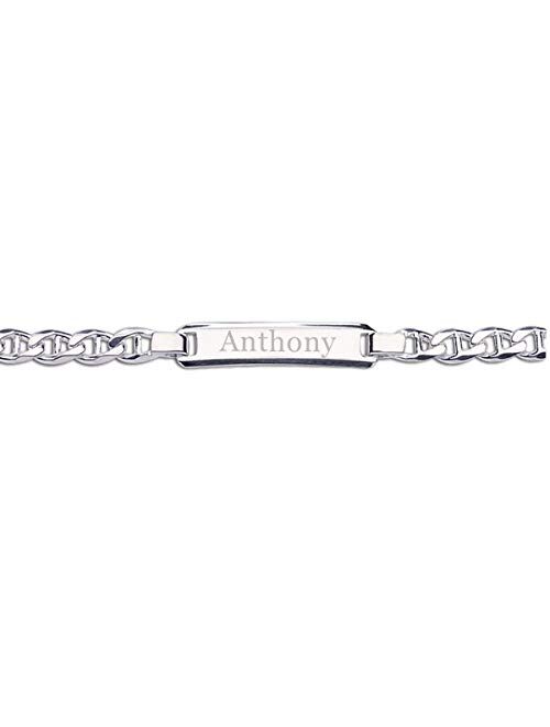 Personalized Gift Sterling Silver Children's I.D. Bracelet for Baby and Girls, Custom Jewelry with Engraved Name (Newborn - 12 Years)