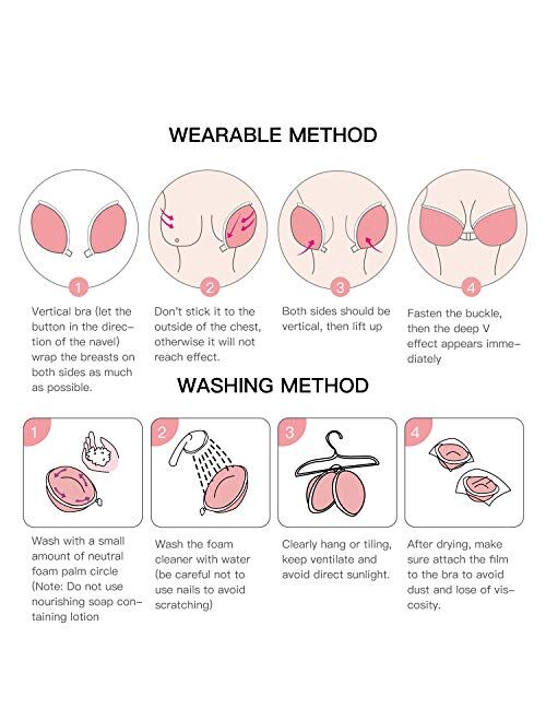lalaWing Strapless Bra Rabbit Ears Lift Invisible Pastie Adhesive Breast Petals Reusable Easy to Clean