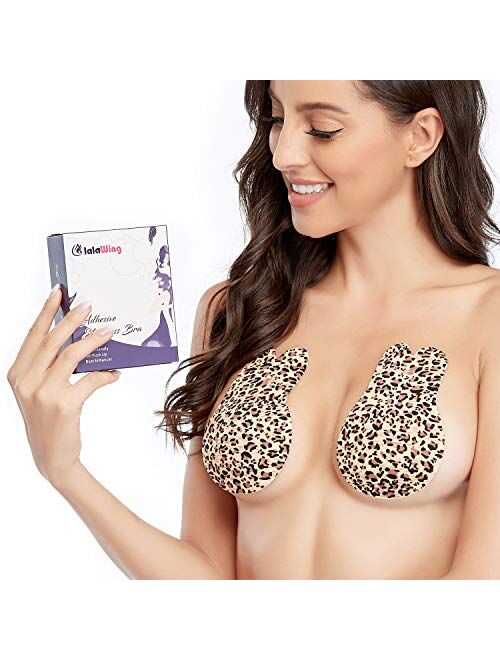 lalaWing Strapless Bra Rabbit Ears Lift Invisible Pastie Adhesive Breast Petals Reusable Easy to Clean