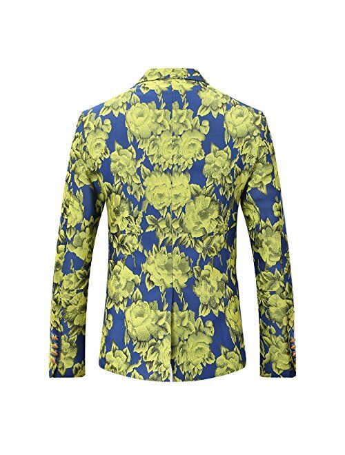 Mens 3 Piece Suit Notched Lapel Floral One Button Stylish Blazer&Pants&Vest Set