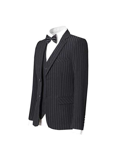 Cloudstyle Mens 3 Piece Wedding Dress Suits Slim Fit 2 Button Stripe Suit Formal Outfit