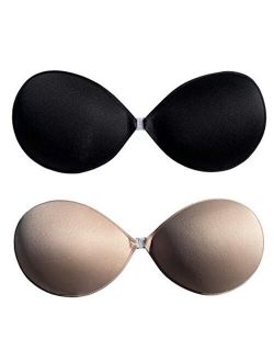Raylarnia Sticky Bra,2 Pairs Push Up Strapless Self Adhesive Bra Invisible Backless Reusable Silicone Bra