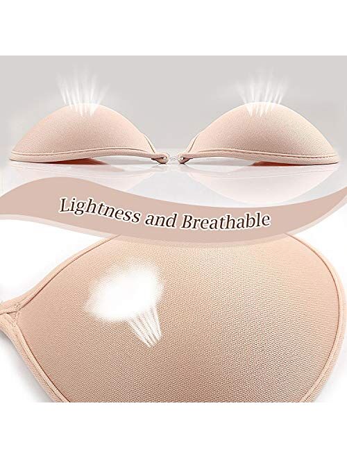 Strapless Adhesive Bra Push up Backless Sticky Bra Invisible Lift up Bra Reusable for Women Beige