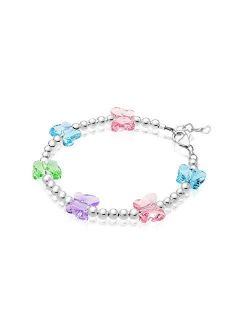 Baby Crystals Sterling Silver Charm Bracelets for Girls, Butterfly Bracelets Embellished with 8mm Butterfly Swarovski Crystals