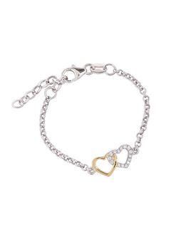 Sterling Silver Mom and Me Double Heart Bracelet Sold as a Set or individually