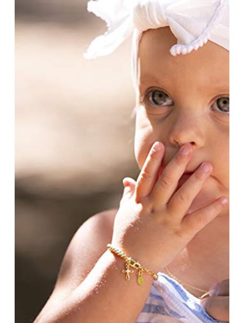 Children's 14K Gold-plated Bracelet with Infinity Cross Charm for Girls Baptism, Christening and First Communion Gift