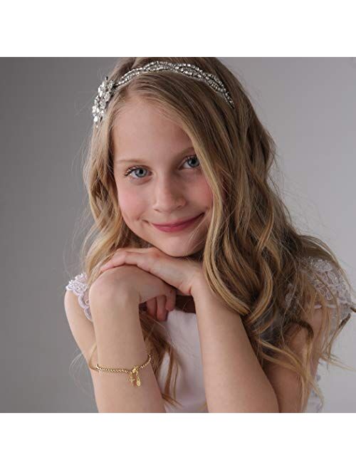 Children's 14K Gold-plated Bracelet with Infinity Cross Charm for Girls Baptism, Christening and First Communion Gift