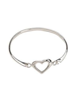 Children's Sterling Silver Open Heart Bangle Bracelet for Girls