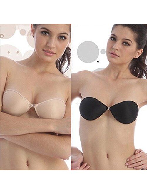 CharmingBridal Reusable Invisible Silicone Self Adhesive Push-up Strapless Backless Bra