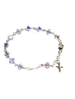 Girls Rosary Bracelet Made with Swarovski Crystals, Glass (Communion, Wedding, Reconciliation, Christmas, Easter, Gift)