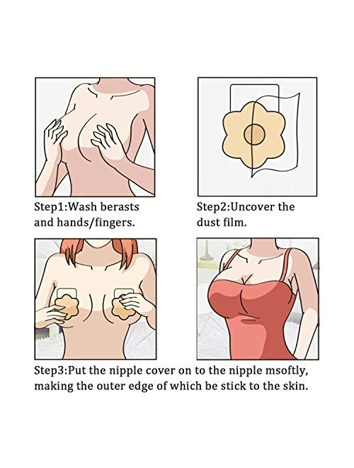 FTPower-Instant Breast Lift Tape Adhesive Bra Sticky Push Up Bra for Women, Strapless Reusable Silicone Nippleless Cover Invisible lift Up Petal Pasties with Cotton