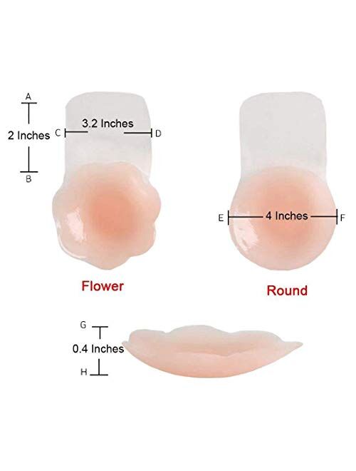 Nipplecovers Strapless Bra Silicone Neppleless Breast Lift Pasties Sticky Bras for Women 4.3 inch Pink