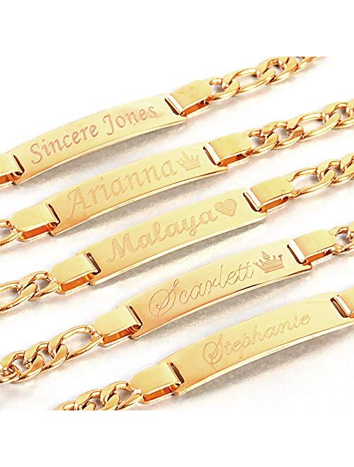 Tina&Co Personalized 18kt Gold Plated ID Bracelet for Kids Custom Made with Name Bracelet