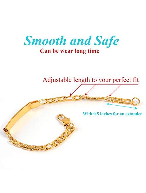 Tina&Co Personalized 18kt Gold Plated ID Bracelet for Kids Custom Made with Name Bracelet