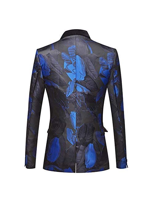 Cloudstyle Mens Shawl Lapel Tuxedo Suit 3 Piece Jacquard Print Suits Slim Fit Dress Outfit